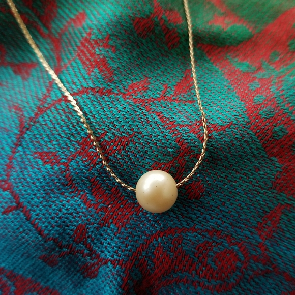 Relisted -Vintage Vendome single pearl necklace white and gold tone solitaire - Picture 3 of 17